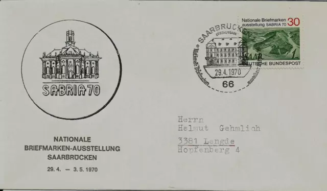 BRD FDC MiNr 619 (3S) Nationale Briefmarkenausstellung "SABRIA 70" -Philatelie-