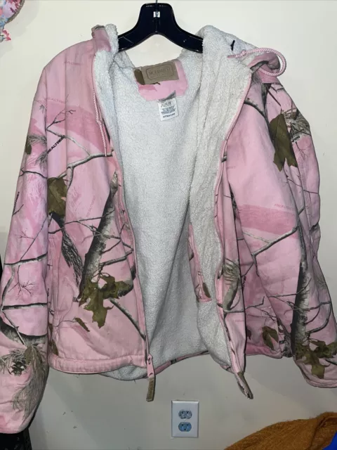 Schmidt Womens Realtree Pink Camo Heavy Duty Jacket Sherpa Zip Size Xl