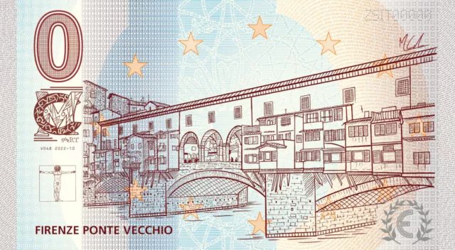 Banconota souvenir zero 0 euro "CM ART" Ricordo di Firenze PONTE VECCHIO