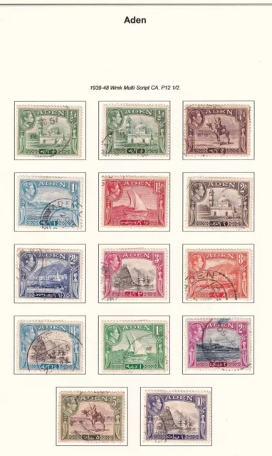 Aden. 1939-48 Set Of 13. Vfu Sg16-27