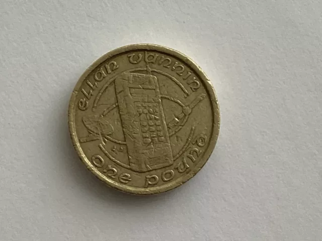 Isle of Man £1 circulated coin -  1994 - Obverse showing mobile phone.