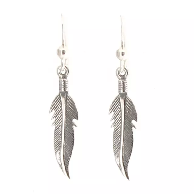 Sterling Silver Feather Design Drop Earrings by Touch Jewellery - 925