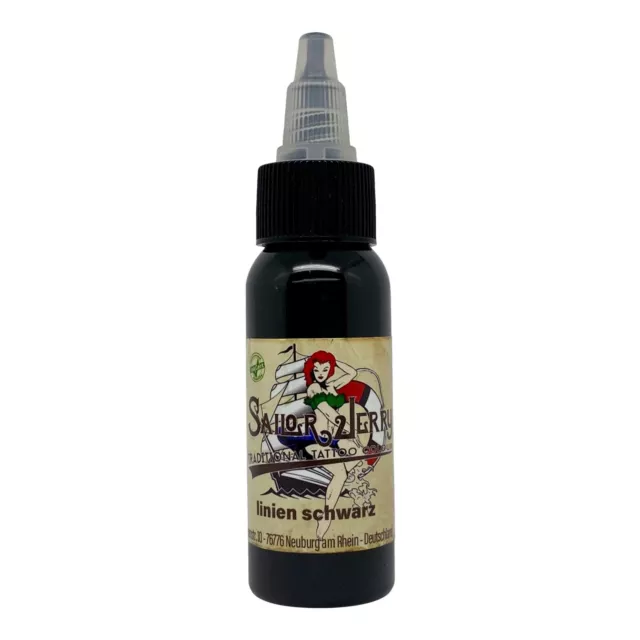 Sailor Jerry Tattoofarbe Liner Schwarz 30ml, Tattoo Farbe Tätowierfarbe Linien