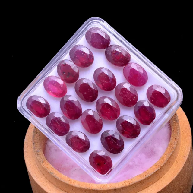 5 Pcs Natural Mozambique Ruby 8mm 6mm Oval Faceted Cut Rich Red Loose Gemstones