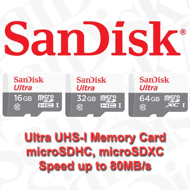 SanDisk Ultra 80 16GB 32GB 64GB 128GB micro SD SDHC SDXC Class 10 Memory Card TF