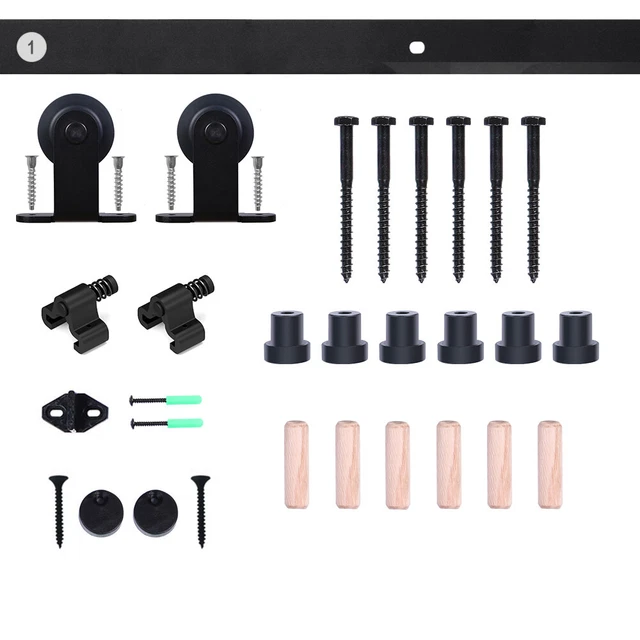 CCJH 4-16FT Steel Sliding Barn Wood Door Hardware Kit Single/Double/Bypass Doors 2