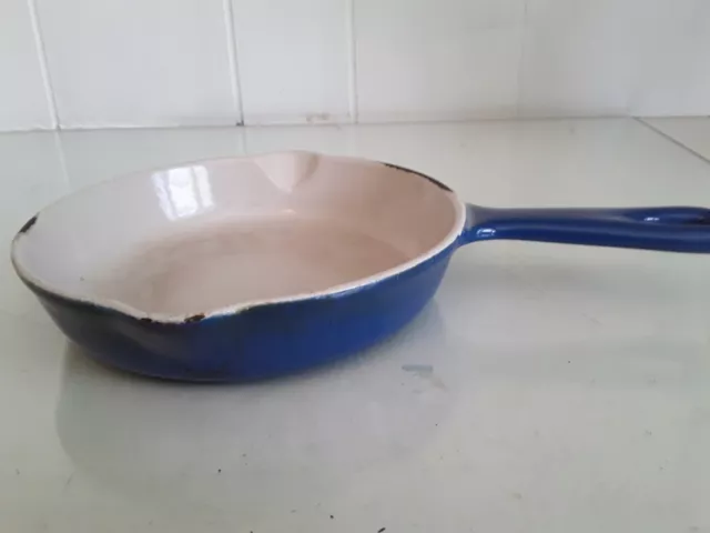 Vtg Le Creuset Blue Enamel Cast Iron Small 6.5" Skillet Frying Pan #16 France Sp