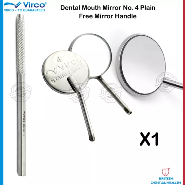 Neuf Parodontale Miroir Dentaire Bouche Têtes No.4 Uni Avec 1 Free Poignée Virco