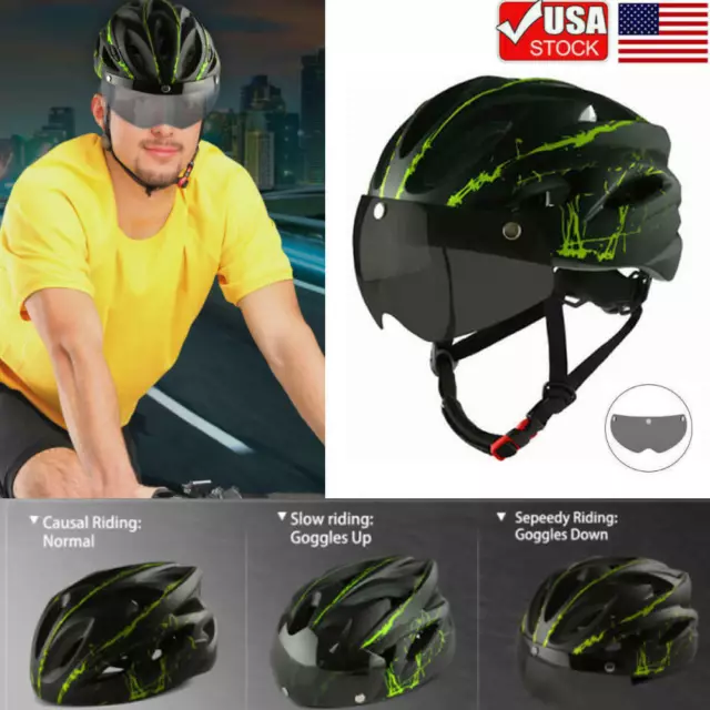 Cycling Helmet Bike Bicycle Helmet with Visor Goggles MTB Mountain Bike Helmet