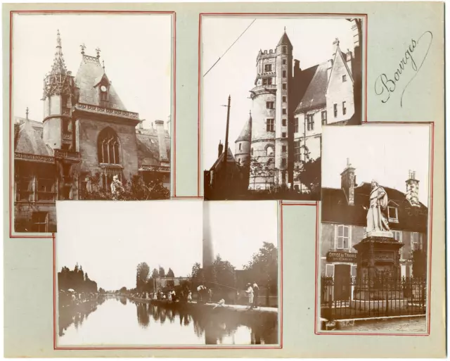 France, Bourges, vue sur le ville  vintage silver printEnsemble de 4 photograp