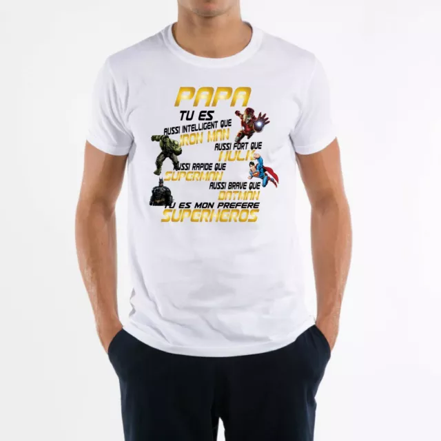 T-Shirt Homme  Papa Pere Super Heros