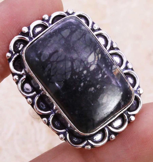 Dazzling Picasso Jasper 925 Silver Plated Handmade Ring of US Size 7 Ethnic Gift