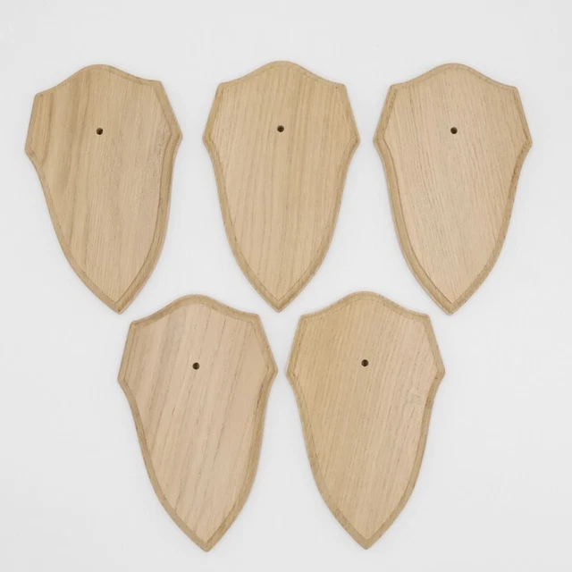 5 Pieza Escudo de Trofeo Forma Af 19CM X 11CM Deseada Roble Claro para Ciervo