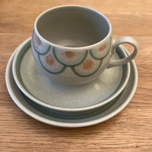 Denby Sundance Tea / Coffee Trio - Cup Saucer & Side Plate - Vintage Stoneware