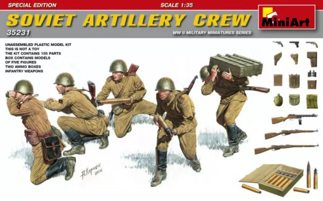 Soviet Artillery Crew Figure Special Edition Plastic Kit 1:35 Model MINIART