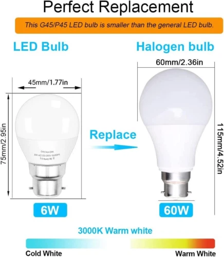 6W LED Glühbirnen Bajonett Kappe B22 60W Äquivalent 730LM 3000k Warmweiß 3