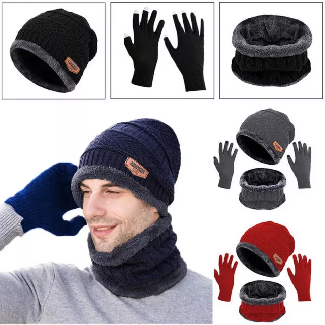 Guantes Para El Frío Bufandas De Mujer Hombre Gorros De Invierno Juego Chalina