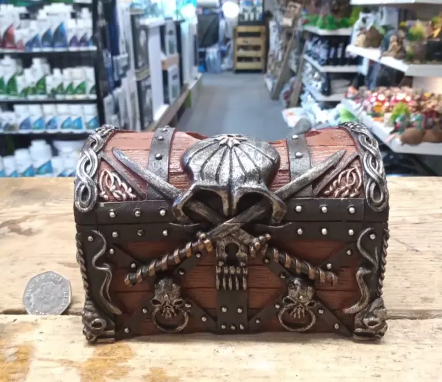 Sunken Pirate Treasure Skull Sword Chest Fish Tank Aquarium Decor Ornament