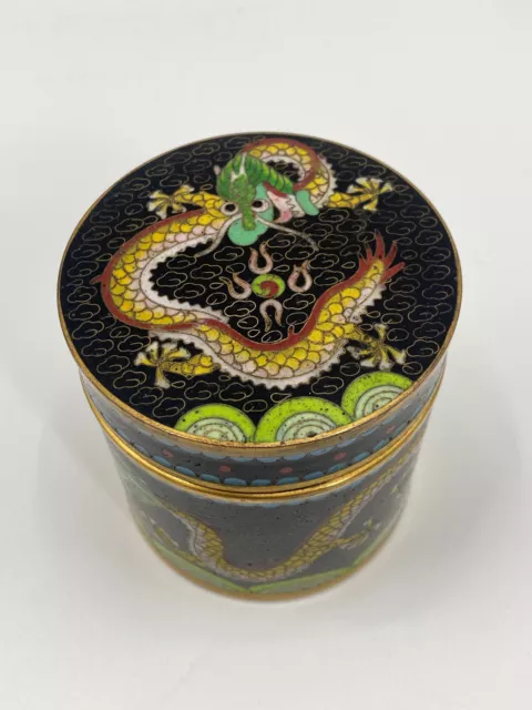 * Chinesische Dose Deckeldose Cloisonne Emaille China Drache Vintage