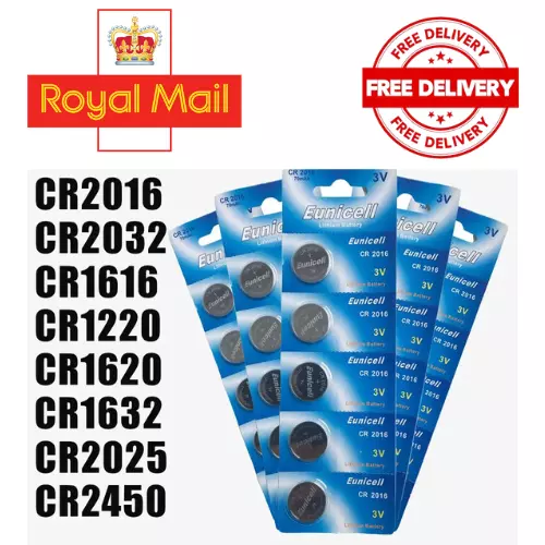 CR2032, CR2016, CR2025, CR2450, CR1220, CR1620, CR1616 Batteries, Coin Cell New