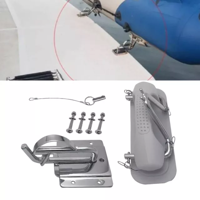 Boat Stainless Steel Insta-Lock Snap Davits Set With Handle Pad