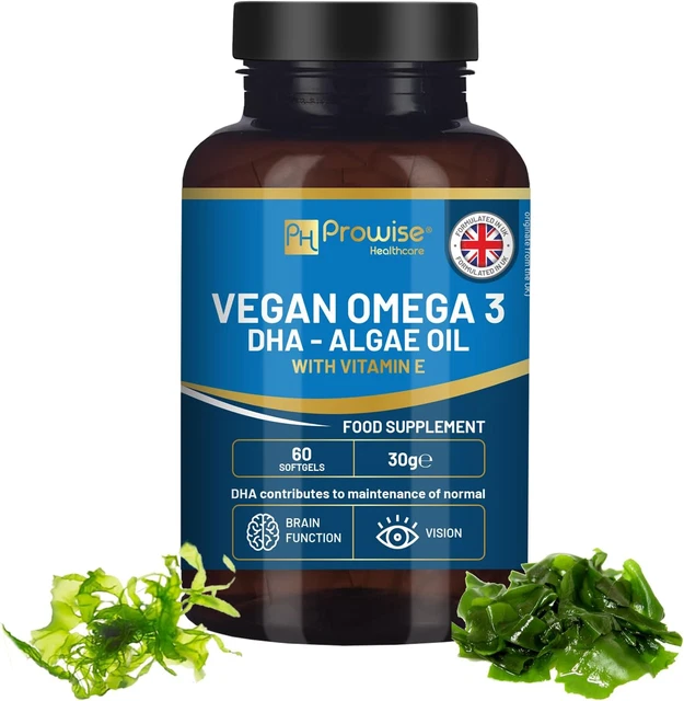 Prowise Vegan Omega-3 DHA from Algae Oil | 60 Softgels with Vitamin E | 400Mg...