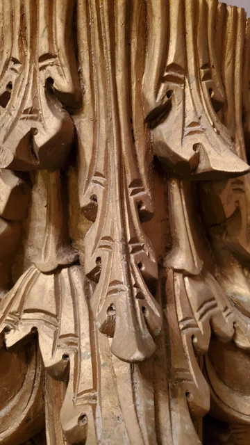 Antique Decorative Architectural Salvage Carved Oak Column Capital 17