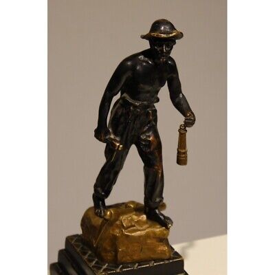 Antique 19th French Rare Bronze Figure Sculpture "Minor" Signed CARLIER