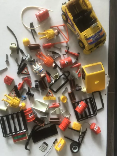 Playmobil System klicky vintage Lot voiture de rallye et mécaniciens