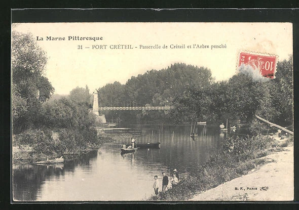 CPA Créteil, Le Port, Passerelle de Créteil et l´Arbre penché