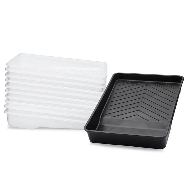 "Bandeja de pintura Dracelo 14"X10"X2.8"" 10 piezas + plástico desechable + resistente blanco