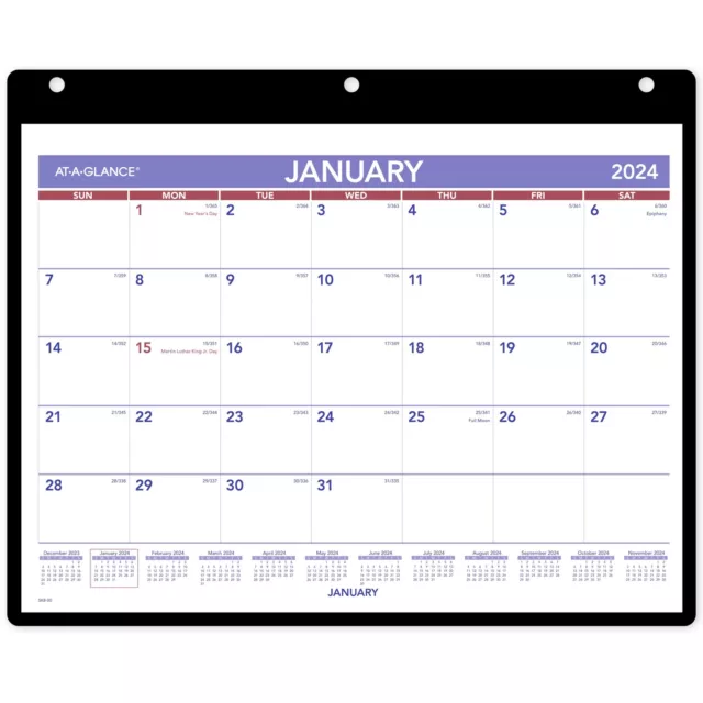 AT-A-GLANCE 2024 Monthly Desk Wall Calendar with Jacket Small 11 x 8 - Monthly