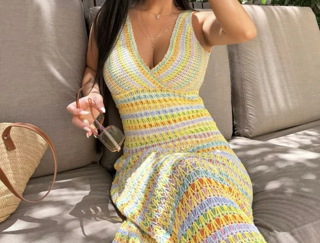 ZARA EMBROIDERED KNIT dress multicoloured size L 42.29 - PicClick UK
