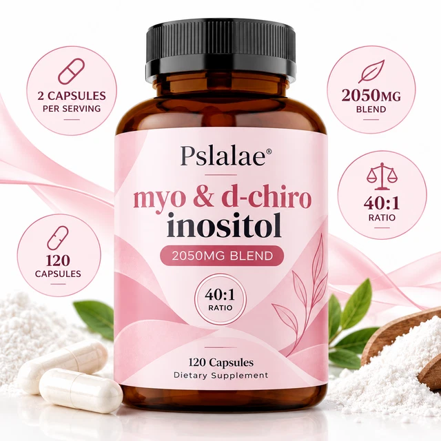 MYO & D-CHIRO Inositol 40:1 Ratio 2050mg 120 Caps Hormone Balance PCOS ...