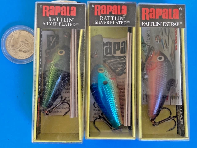 Leurre Vintage Rapala Rattlin' Fat Rap 5 – 3/8 Oz – Silver Blue – Fabriqué En Irlande