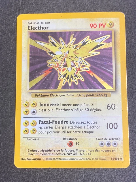 Pokemon Card Fr Set Of Base - Zapdos 16/102 Holo - Be / Tbe