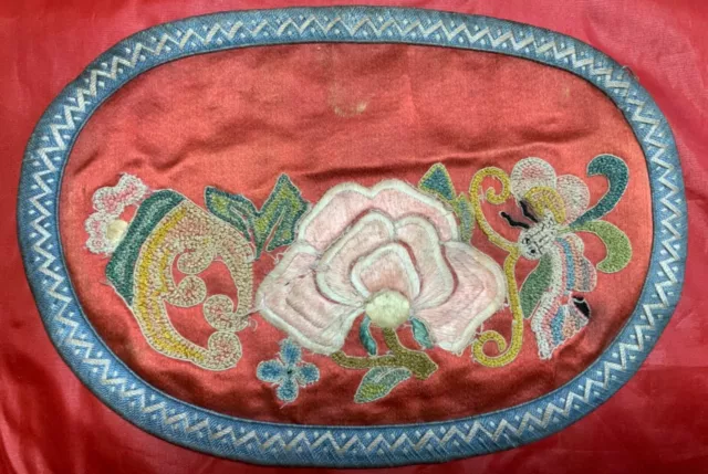 ANTIQUE 19th c QI’ING CHINESE EMBROIDERED SILK WALLET POUCH PURSE EMBROIDERY #4!