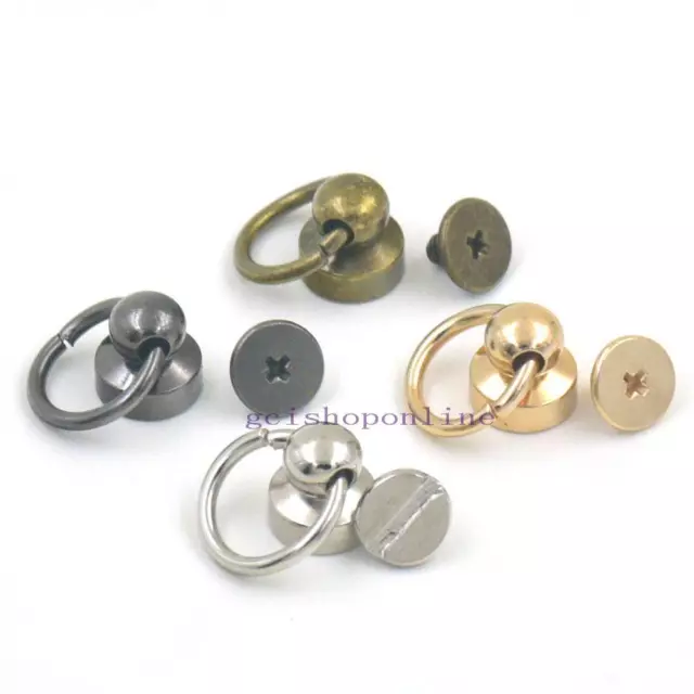 Head Button Stud O ring Screwback Spot 4 Screw Chicago Nail Buckles 3/8" 10mm