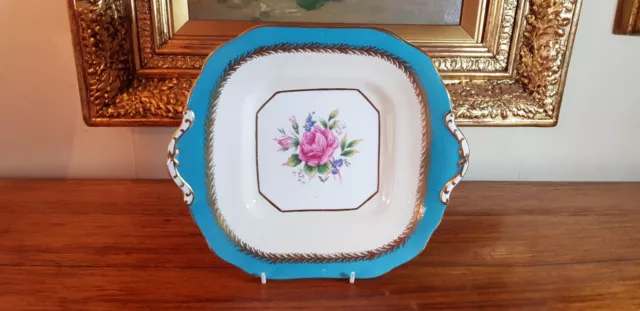 Rare Aynsley Bone Fine China Pink Rose 7922 Cake Sandwich Serving Plate C1930s 2