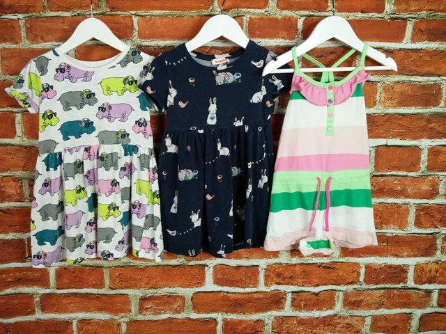 Girls Bundle Age 2-3 Years 100% Next M&S Bluezoo T-Shirt Dress Playsuit Set 98Cm