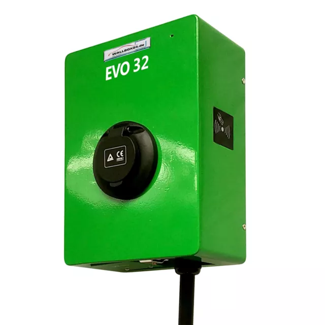 Ladegerät Wallbox EVO Serie 3 Phasen 400V 22kW 32A Typ 2 Steckdose grün für Elek