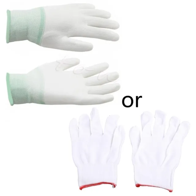 Nylon PU Finger Coated Gloves White Glove Anti-static Gloves Clean Knitted Glove