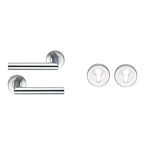 Bricard 666452 Paire de poignées de Porte sur Rosace INOX Tempo Disco, carré de