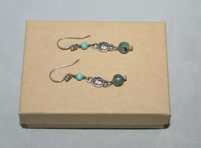 Silpada Sterling Silver Blue Green Howlite Kyanite Three Bead Earrings W1680