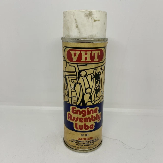 VINTAGE VHT ENGINE Assembly Lube SP701 Paper Label Spray Can 7oz 28.