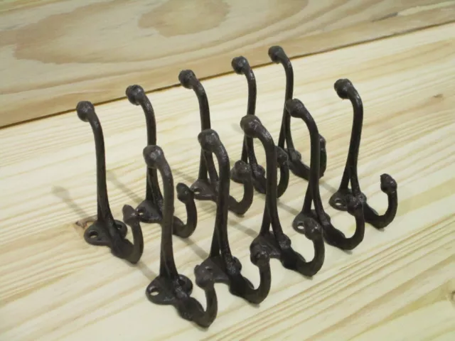 10 Rustic Coat Hooks Hat Entry Way Hall Tree Keys Storage Organization Cast Iron