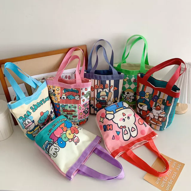 Casual Canvas Bucket Bag Tote Women Handbags Cartoon Print Lunch Bag Shopper  Sp