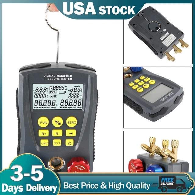 Pressure Gauge Refrigeration Digital Vacuum Pressure Manifold Tester Tool T5