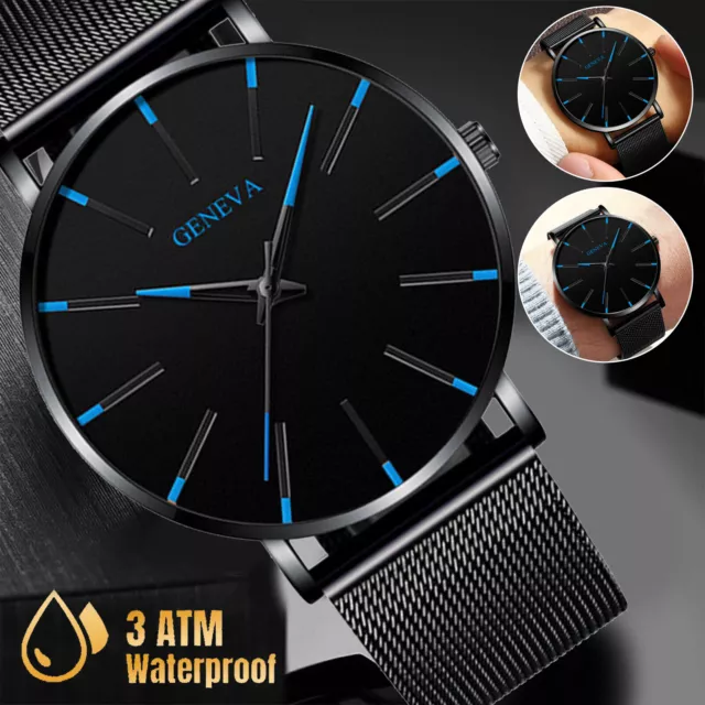 Business Stainless Steel Quartz Analog Waterproof Luxury Men's Ultra Thin Watch