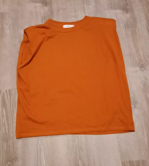 MNG Mango Womens Burnt Orange/Copper Sleeveless T-Shirt w/Shoulder Pads Sz S-M